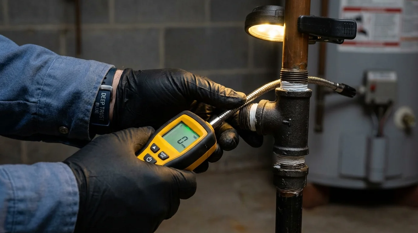Gas leak detection with electronic sniffer by Johns Plumbing LLC in Bolingbrook
