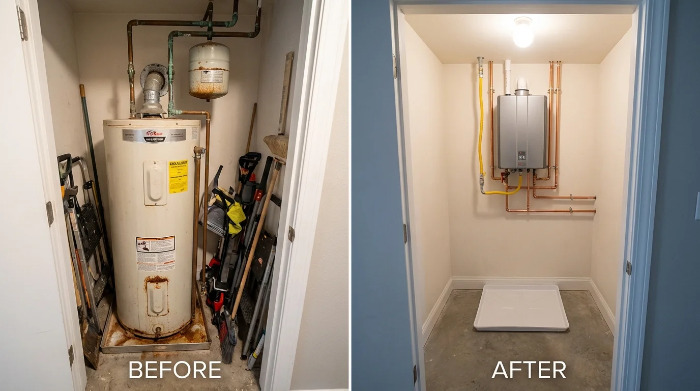 Tank water heater versus wall-mounted tankless unit comparison for Bolingbrook, IL homeowners